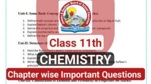 JKBOSE Class 11th Chemistry Guess Paper